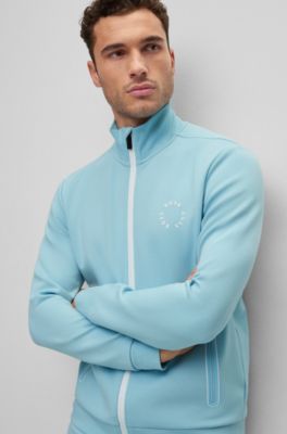 BOSS - Cotton-blend zip-up sweatshirt with circular branding