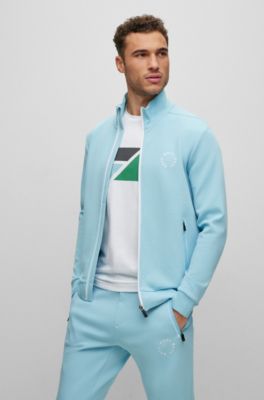 BOSS - Cotton-blend zip-up sweatshirt with circular branding