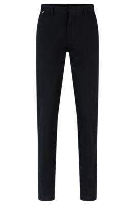 Chinos slim fit en tejido de gabardina de algod&oacute;n el&aacute;stico, Negro