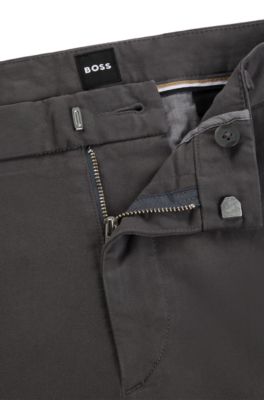 Chinos slim fit en tejido de gabardina de algod&oacute;n el&aacute;stico, Gris