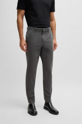 Chinos slim fit en tejido de gabardina de algod&oacute;n el&aacute;stico, Gris
