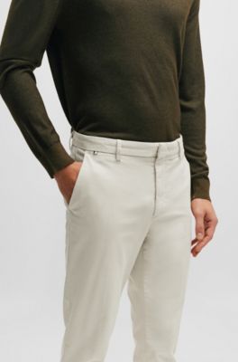 Slim-fit chinos in stretch-cotton gabardine, White