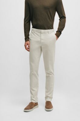 Slim-fit chinos in stretch-cotton gabardine, White