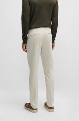Slim-fit chinos in stretch-cotton gabardine, White