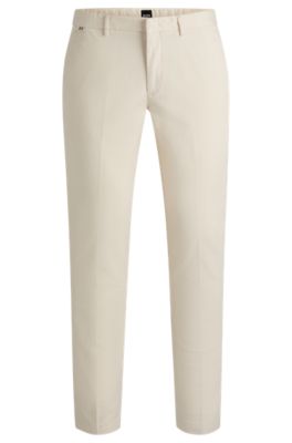 Hugo Boss Slim-fit Chinos In Stretch-cotton Gabardine In White