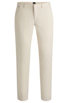 Hugo Boss Slim-fit Chinos In Stretch-cotton Gabardine In White