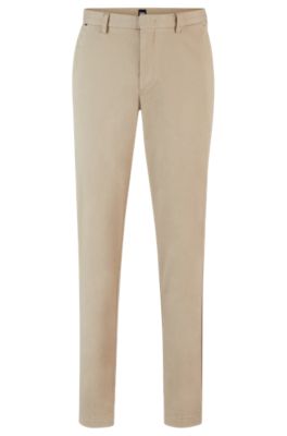 Chinos slim fit en tejido de gabardina de algod&oacute;n el&aacute;stico, Beige claro