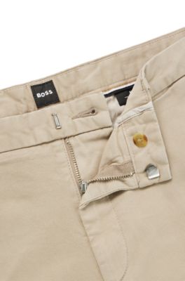 Slim-fit chinos in stretch-cotton gabardine, Light Beige
