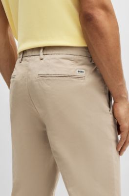 Chino Slim en gabardine de coton stretch, Beige clair