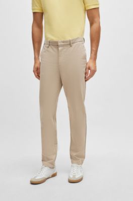 Slim-fit chinos in stretch-cotton gabardine, Light Beige
