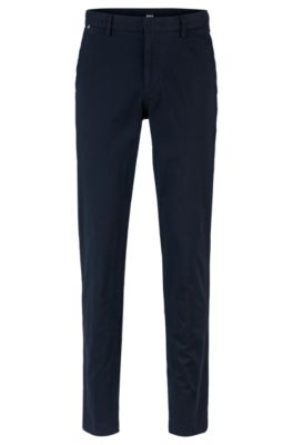 Chinos slim fit en tejido de gabardina de algod&oacute;n el&aacute;stico, Azul oscuro