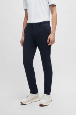 Slim-fit chinos in stretch-cotton gabardine, Dark Blue