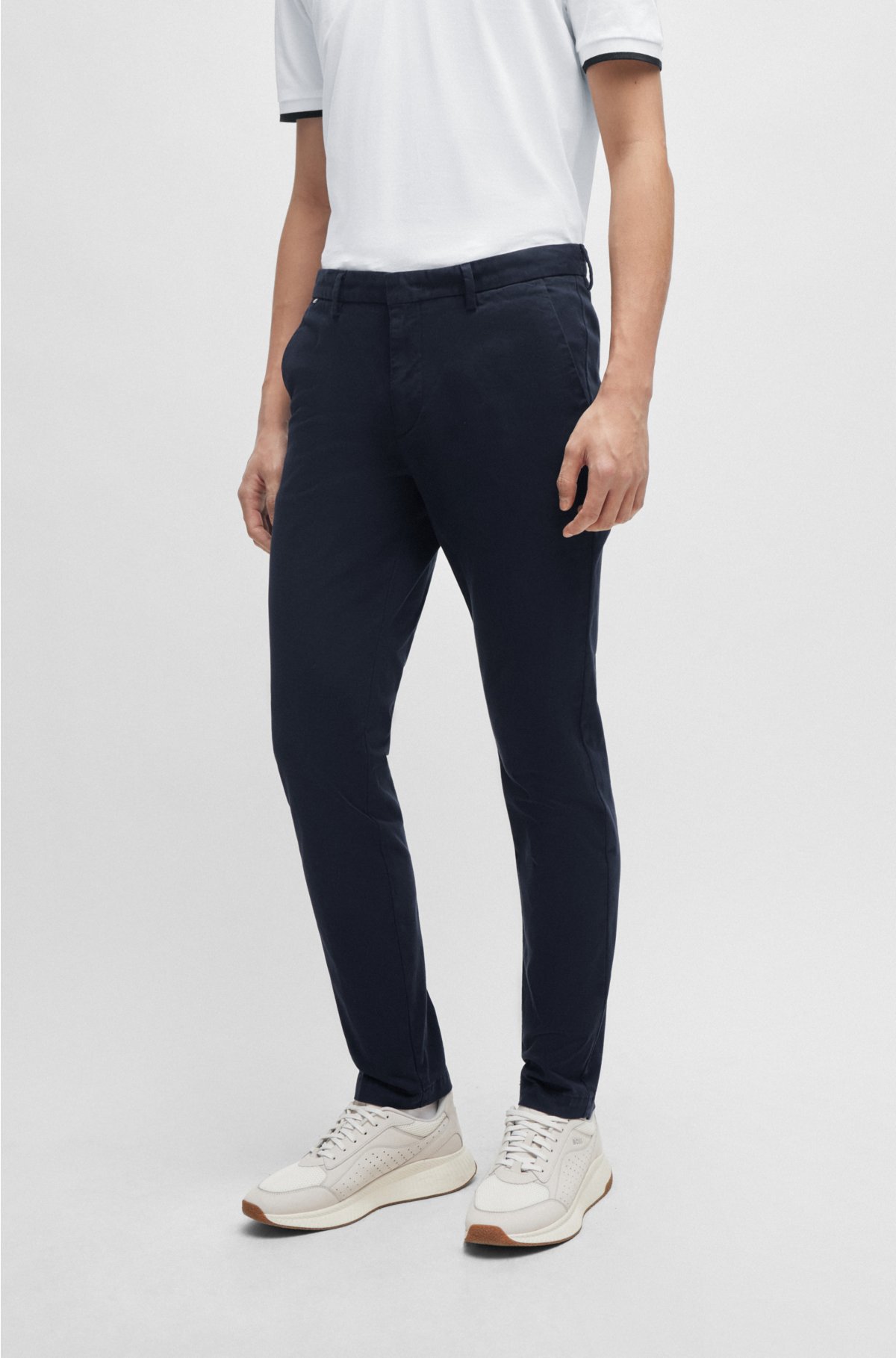 Fitted Pants Black Stretch Cotton Gabardine