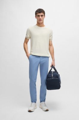 Chinos slim fit en tejido de gabardina de algod&oacute;n el&aacute;stico, Celeste