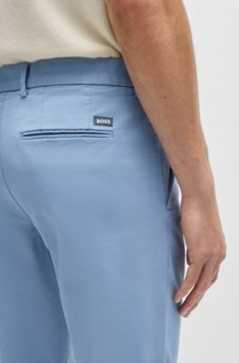 Chinos slim fit en tejido de gabardina de algod&oacute;n el&aacute;stico, Celeste