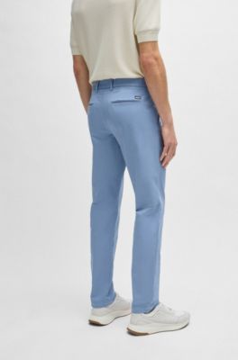 Chinos slim fit en tejido de gabardina de algod&oacute;n el&aacute;stico, Celeste
