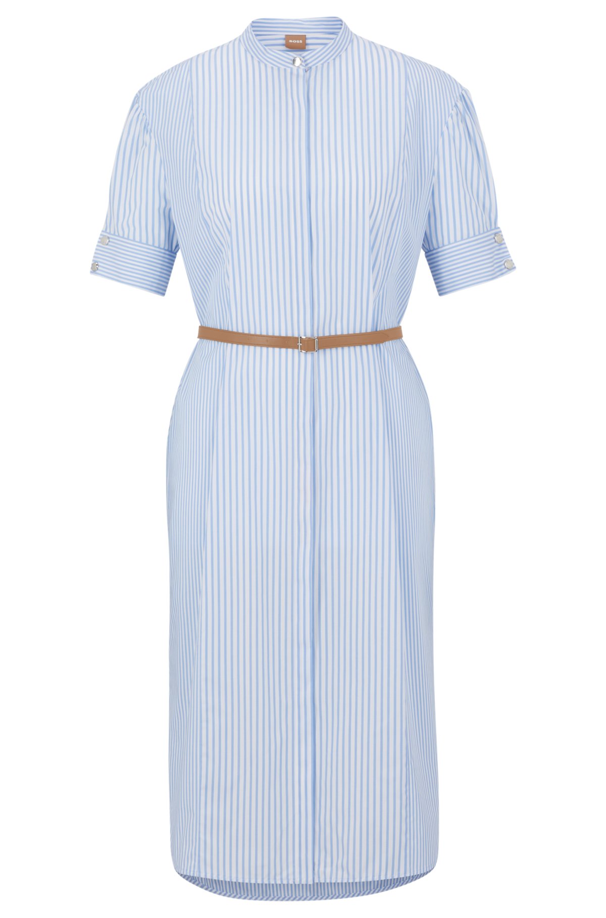 BOSS - Long-sleeved monogram-print dress with tie neckline