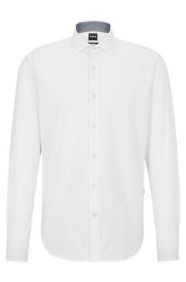 Hugo Boss Regular-fit Shirt In Organic Oxford Cotton In White