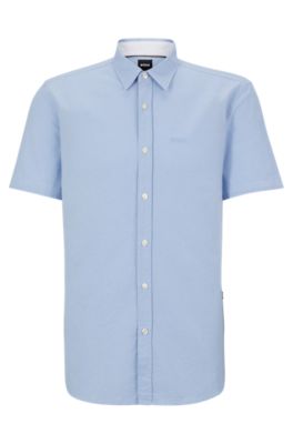 BOSS - Slim-fit shirt in Oxford cotton with logo embroidery