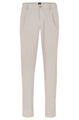 BOSS - Slim-fit trousers in a patterned stretch-cotton blend