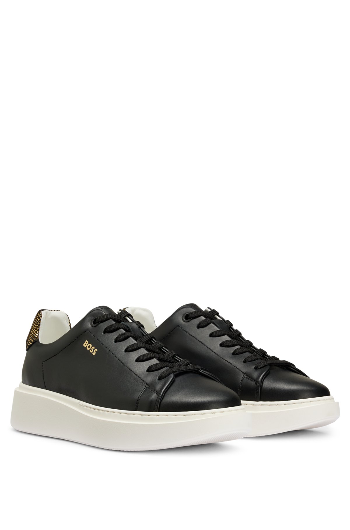 - Italian-leather lace-up trainers with