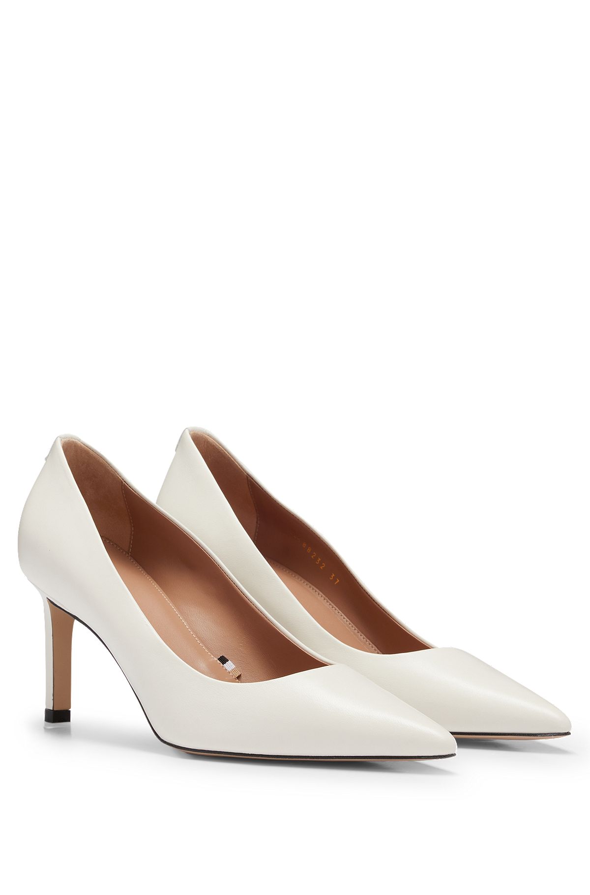 Nappa-leather pumps with straight 7cm heel, White