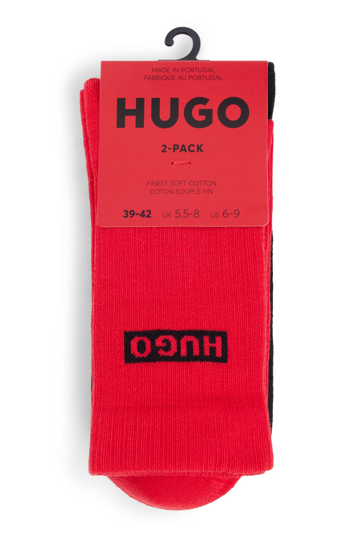 HUGO - Two-pack of cotton-blend short socks with logos