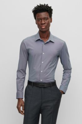 Hugo Boss Slim-fit Shirt In Performance-stretch Jersey In Dark Blue