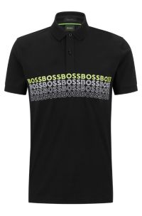 BOSS - Cotton-blend polo shirt with embroidered logos