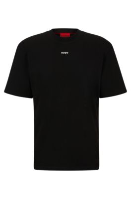 Hugo Cotton-jersey Relaxed-fit T-shirt With Logo Print In Black