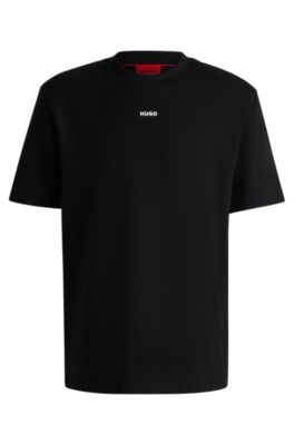 Hugo Cotton-jersey Relaxed-fit T-shirt With Logo Print In Black