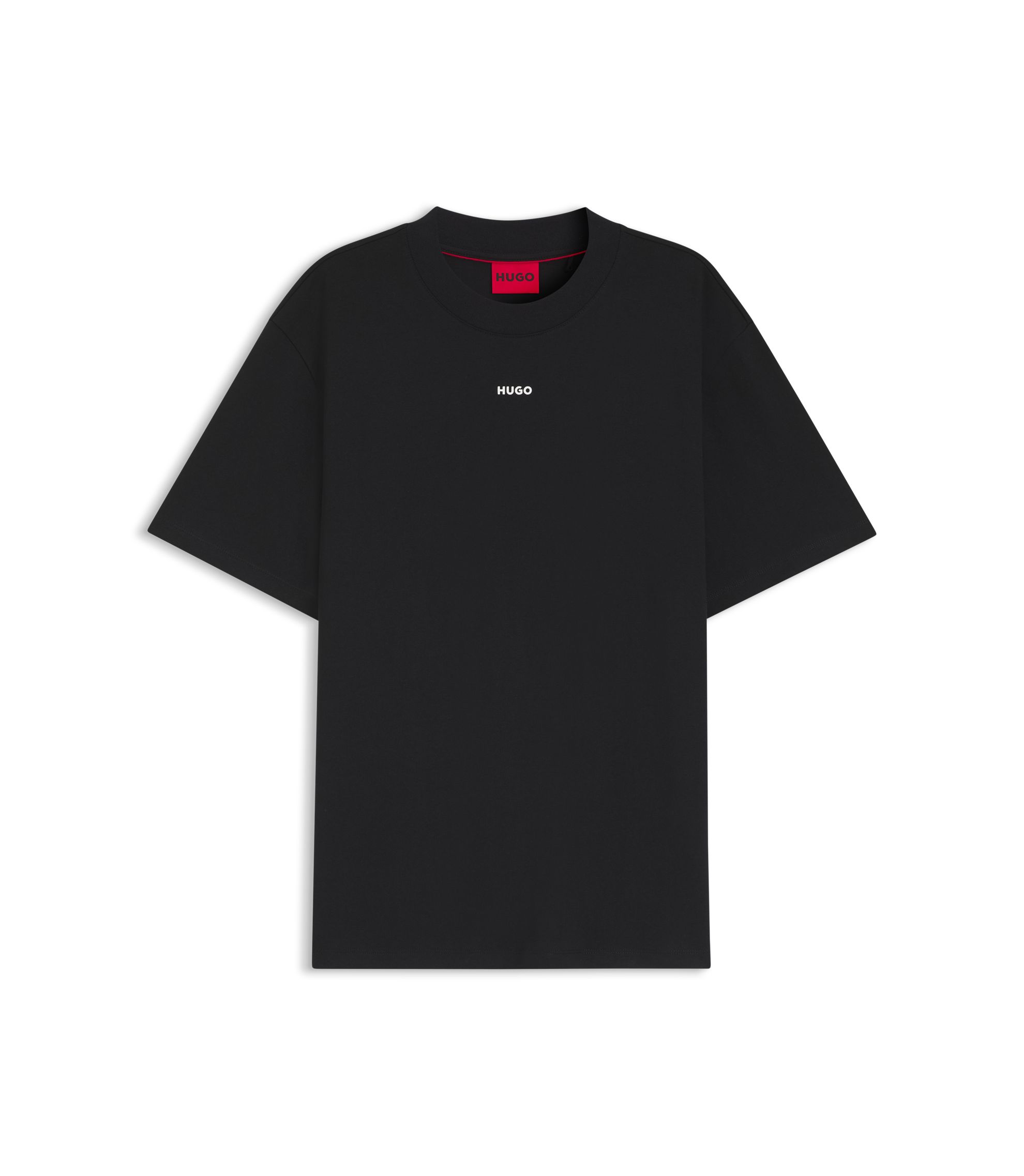 HUGO - Relaxed-fit cotton-jersey T-shirt with logo print - Black