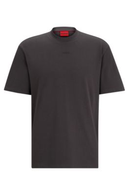 Cotton-jersey Relaxed-fit T-shirt With Logo Print In Dark Grey