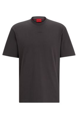 Hugo Boss Relaxed-fit T-shirt In Cotton With Logo Print In Dark Grey
