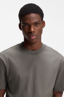 Camiseta relaxed fit en algod&oacute;n con logo estampado, Gris oscuro