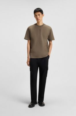 Camiseta relaxed fit en punto de algod&oacute;n con logo estampado, Marr&oacute;n