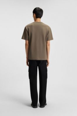 T-shirt d&eacute;contract&eacute; en coton &agrave; logo imprim&eacute;, Marron