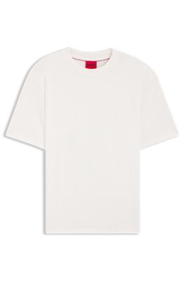 Camiseta relaxed fit en punto de algod&oacute;n con logo estampado, Blanco