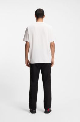 Camiseta relaxed fit con detalle de logo centrado, Blanco