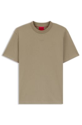 HUGO - Relaxed-fit T-shirt in cotton with logo print - Brown