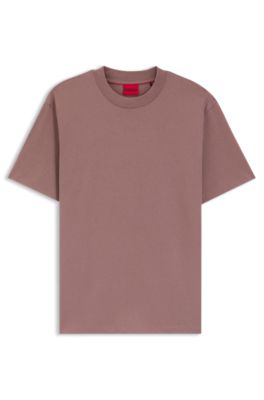 Camiseta relaxed fit con detalle de logo centrado, Marr&oacute;n claro