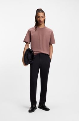 T-shirt Relaxed en jersey de coton &agrave; logo imprim&eacute;, Brun chin&eacute;