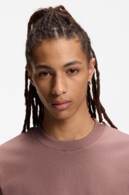 Logo-print T-shirt in cotton jersey, Light Brown