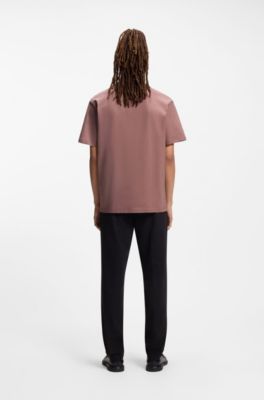Camiseta relaxed fit con detalle de logo centrado, Marr&oacute;n claro