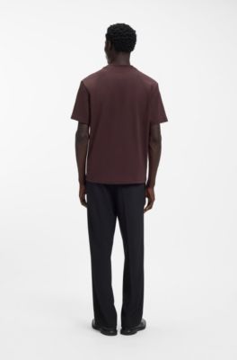 Camiseta relaxed fit con detalle de logo centrado, Marr&oacute;n claro