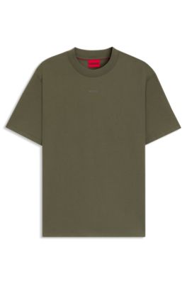 Hugo Boss Relaxed-fit T-shirt In Cotton With Logo Print In Khaki