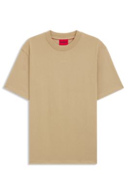 Relaxed-fit cotton-jersey T-shirt with logo print, Beige