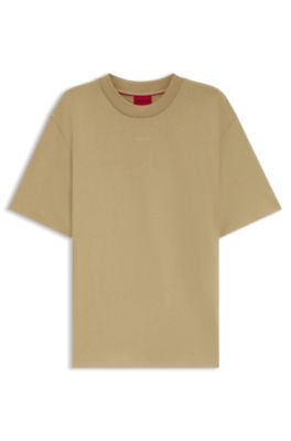 Relaxed-fit cotton-jersey T-shirt with logo print, Beige