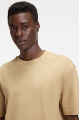 Relaxed-fit cotton-jersey T-shirt with logo print, Beige