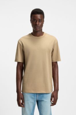 Relaxed-fit cotton-jersey T-shirt with logo print, Beige